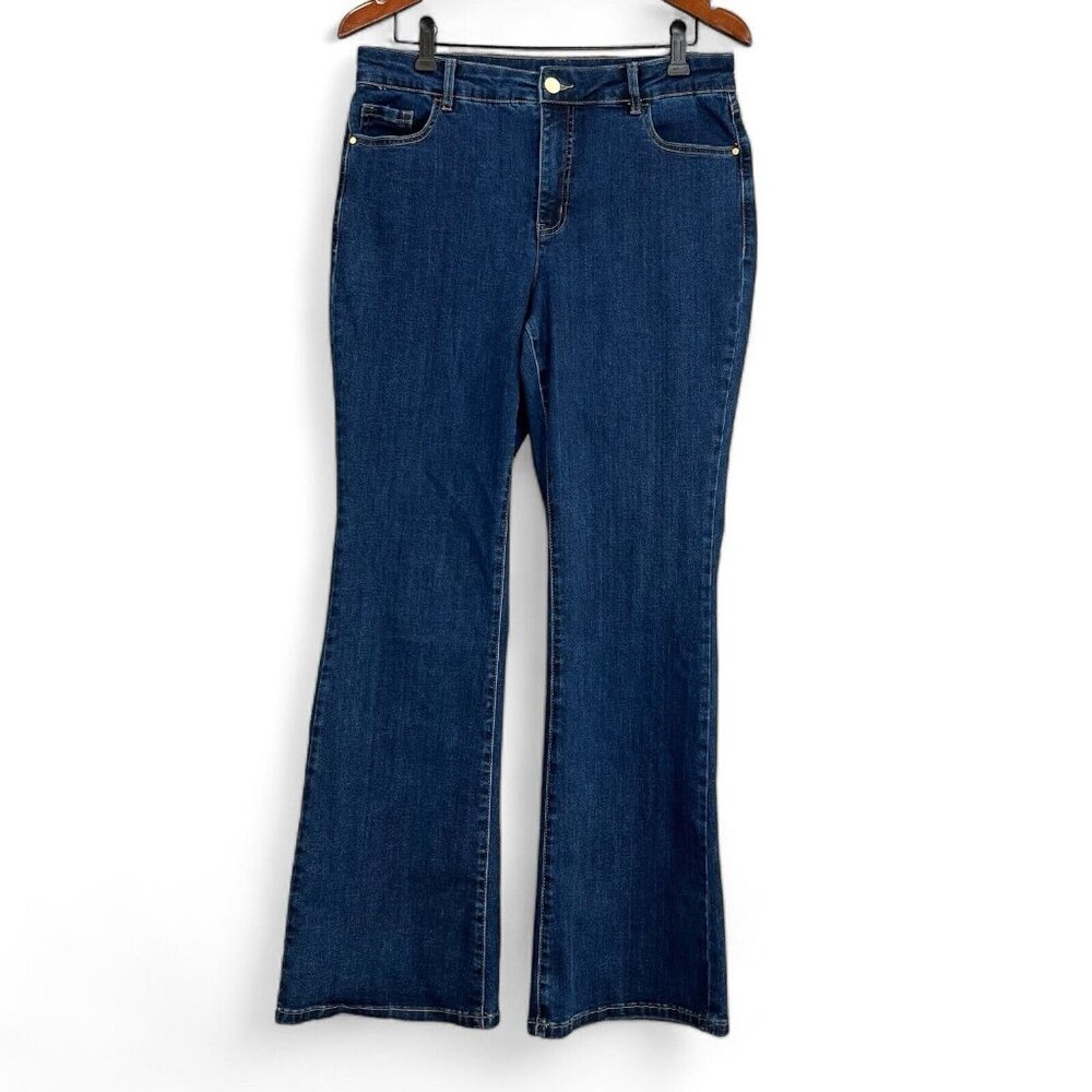Laura Womens Jeans Size 12 Blue Denim Boot Cut Flared Regular Mid -Rise